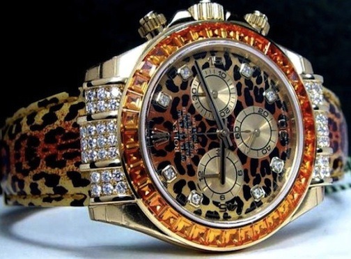 Custom Leopard Print Diamond Rolex