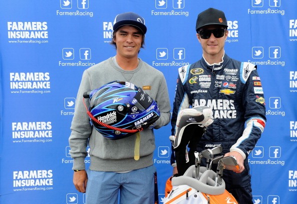 Farmers Insurance Hosts Drive & Drive Competition With Nascar Driver Kasey Kahne And PGA Tour Star Rickie Fowler