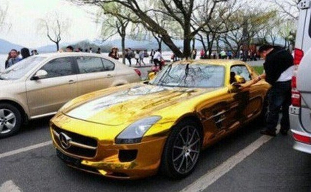 Gold Mercedes Sports Car