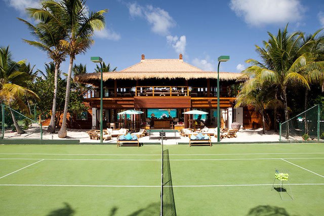 Necker Island Tennis Court and patio