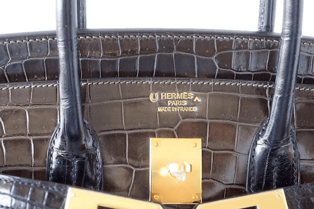 Rare Hermes Birkin 35 Bi-Color Croc Special Order interoir