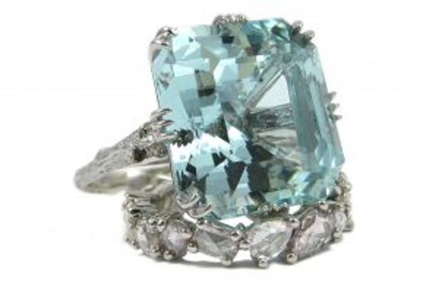 Small Twig Aquamarine Ring by K. Brunini Jewels