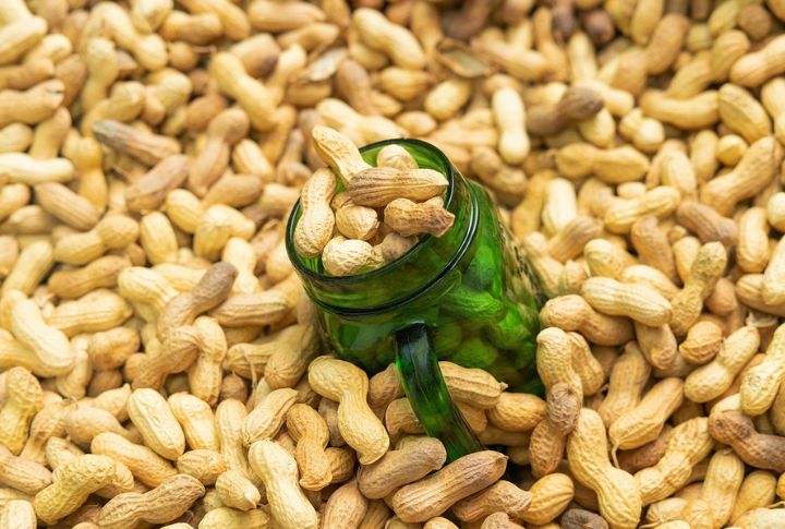 Bucket Of Boiled Peanuts By The Roadside
