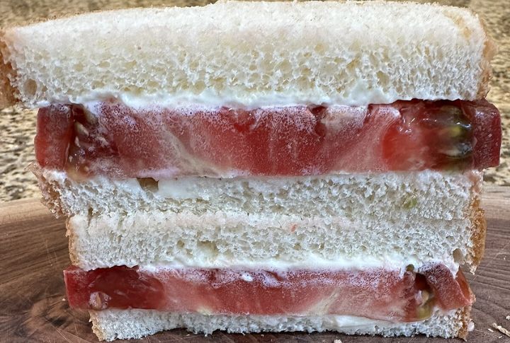 Digging Into Tomato Sandwiches In Summer