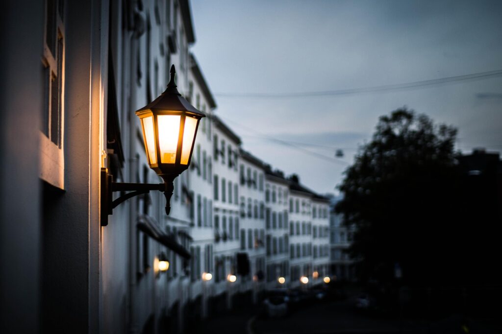 lamp post, night, street, evening, lamp, twilight, buildings, lamp post, night, lamp, lamp, lamp, lamp, lamp