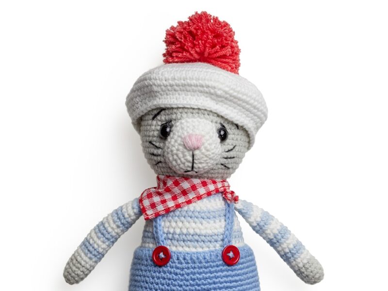 white and blue bear plush toy