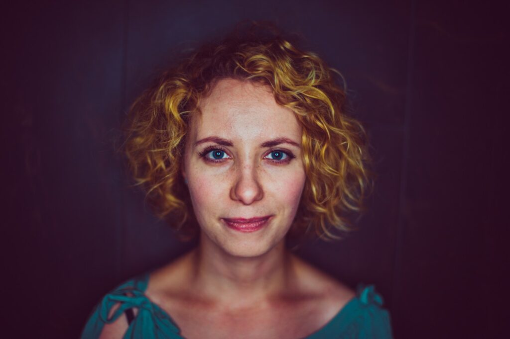 woman showing smile face