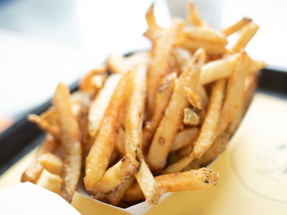 potato fries with tomato sauce dip
