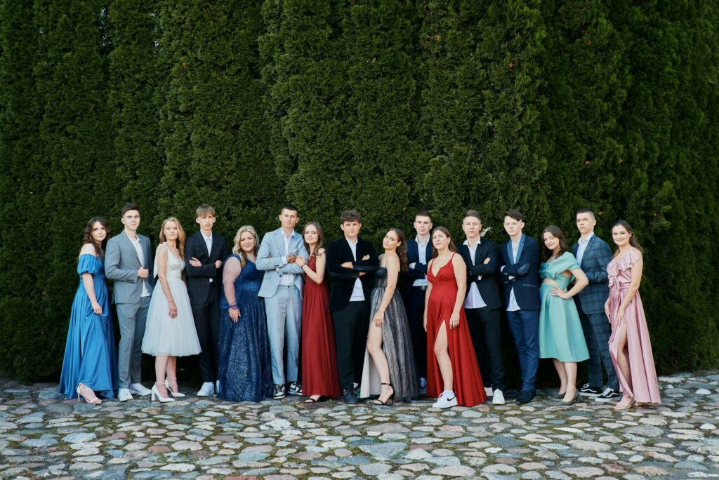 a group of people standing next to each other