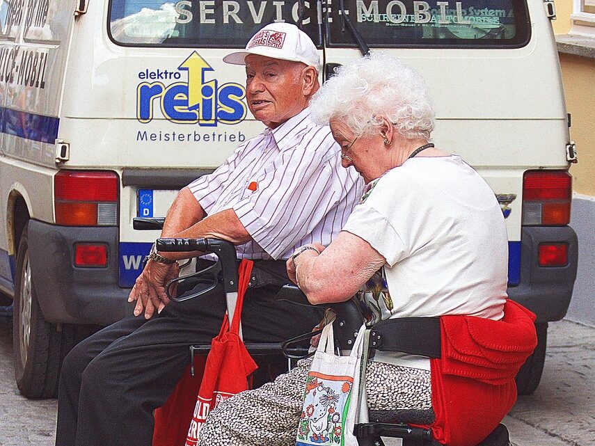 rollator, old, older couple, outdoors, relaxation, side walk, downtown, urban, few, road, granny, grandpa, seniors, walking car, to sit, pedestrian zone, rollator, rollator, rollator, rollator, rollator, older couple, older couple, older couple